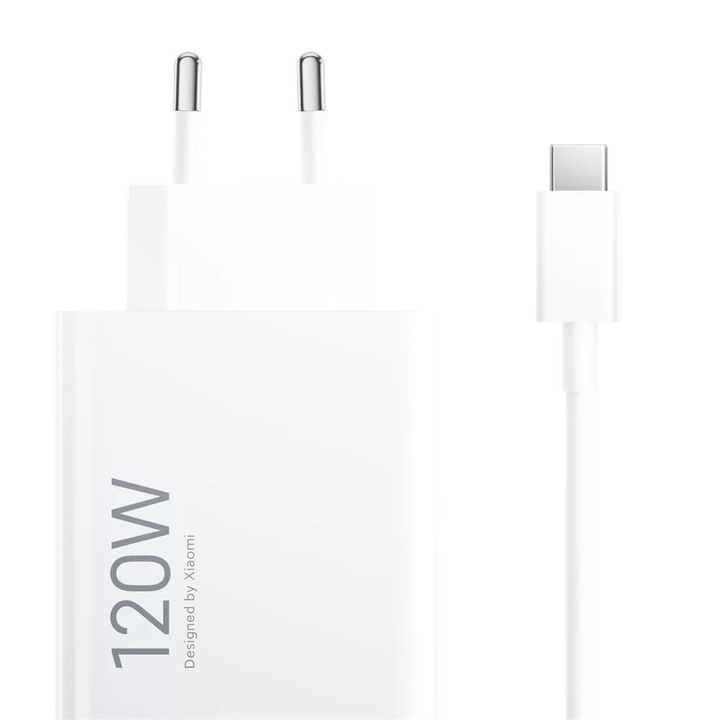 Зарядно устройство за телефон Xiaomi 120W HyperCharge Combo, USB-A, USB-C, бяло