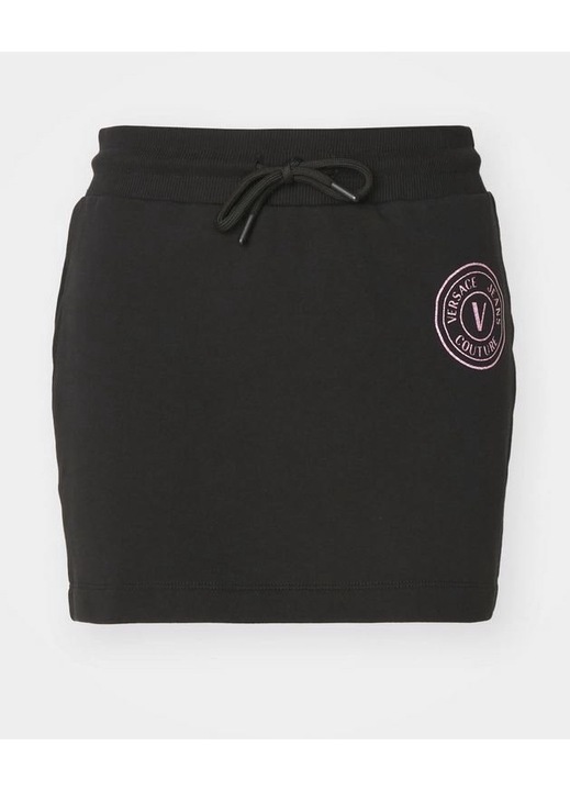 Fusta scurta Versace Jeans, bumbac, negru, Negru, XS