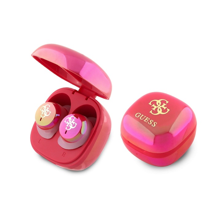Безжични слушалки GUESS GUTWSJ144ESF 4G Logo Mini TWS, Bluetooth, червени