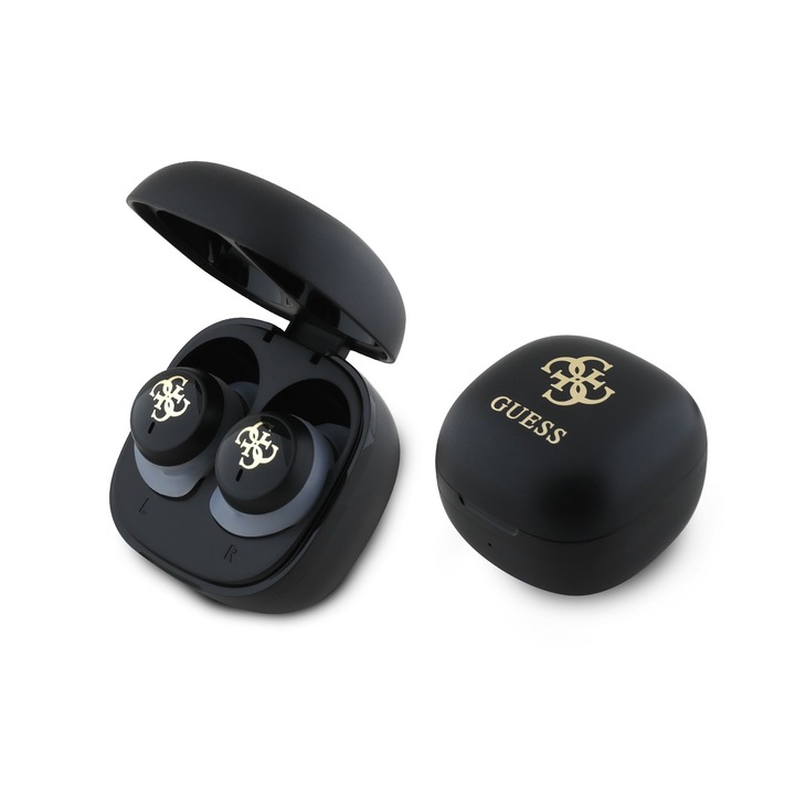 Безжични слушалки Bluetooth HF GUESS GUTWSJ144ESK 4G Logo Mini TWS, черни