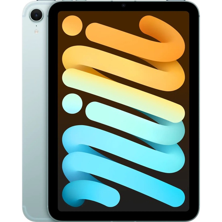 Таблет Apple iPad mini 7, Blue, Cellular с процесор 2x Apple A17 (3.8 GHz) + 4x Apple A17 (2.1 GHz), 8 GB, 128 GB, IPadOS 18, Светлосин