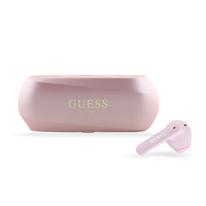Безжични слушалки GUESS GUTWSC2MCDSP Elongated Metallic ANC/ENC TWS, розови