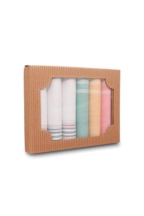 L45-12 Női textilzsebkendő 6 db, hullámkarton dobozban (ÖKO)