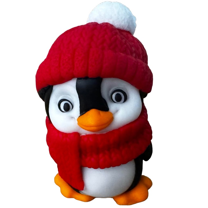 Ehető cukorpaszta díszítés, Pingvin sállal és piros sapkával