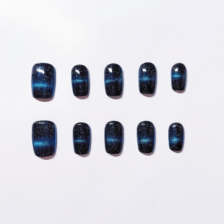 10 db műköröm készlet, kézzel készített, Dark Galaxy, többszínű