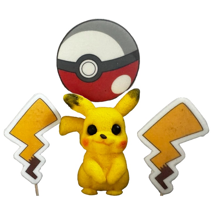 4 db ehető cukorpaszta dekorációból álló készlet, Pikachu