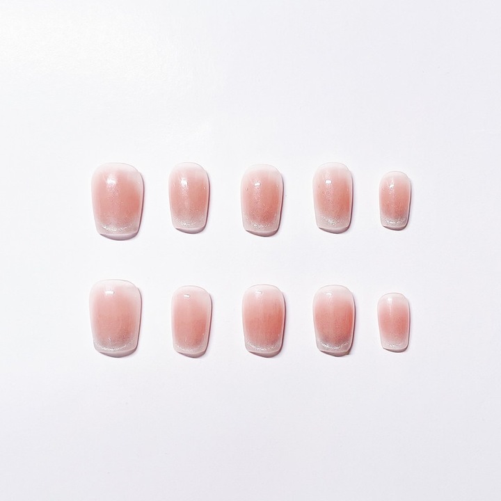 10 db-os kézzel készített műköröm készlet, rózsaszín