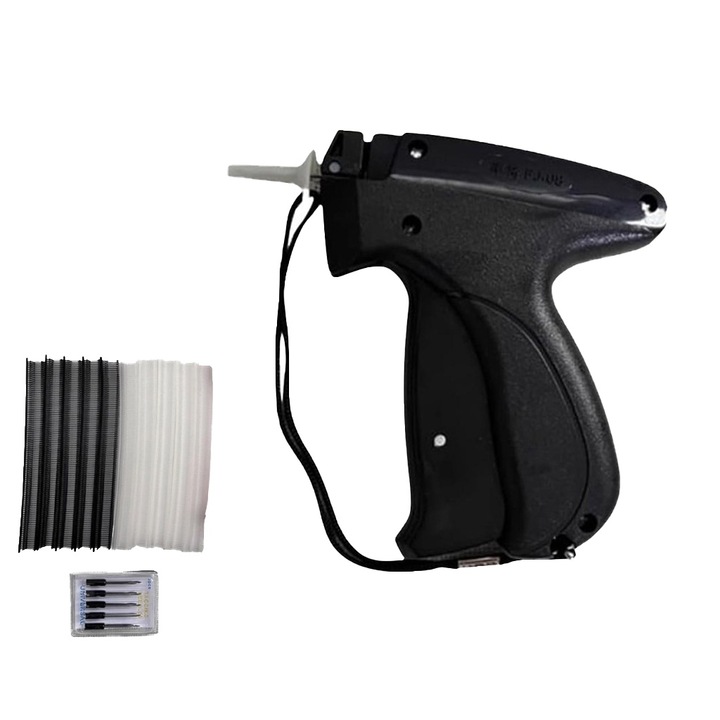 Преносим пистолет за шиене, 6 фини игли, 1000 лепилни игли, черен, 10x12x2,3 см