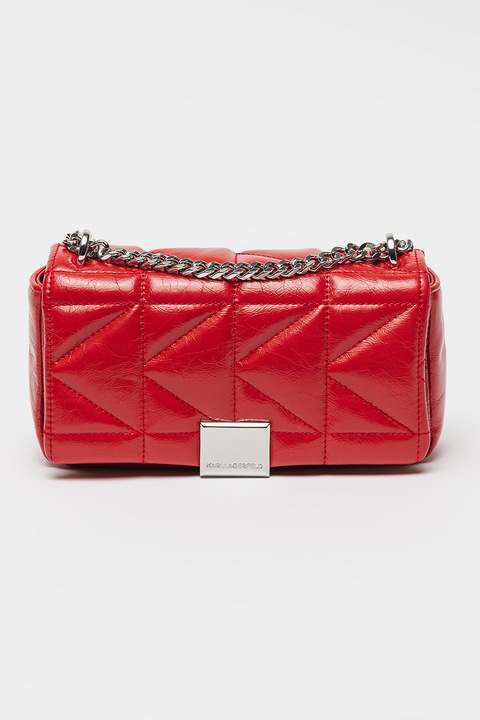 Karl Lagerfeld, Geanta crossbody din piele cu bareta ajustabila, Rosu