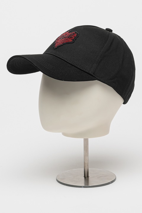 Karl Lagerfeld, Шапка Hearts с декоративни камъни, Червен, Черен