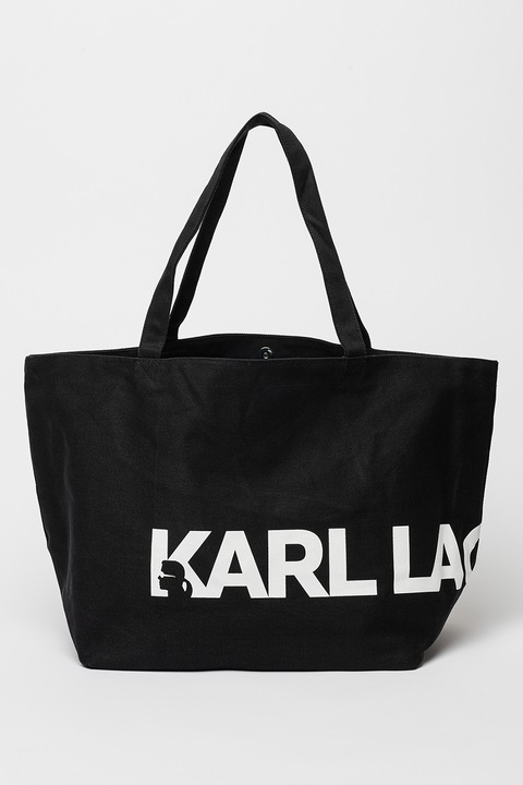 Karl Lagerfeld, Geanta shopper Essential, Negru, Alb optic