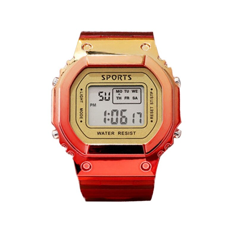 Ceas digital unisex, waterproof, multifunctional, rosu, 40mm - eMAG.ro