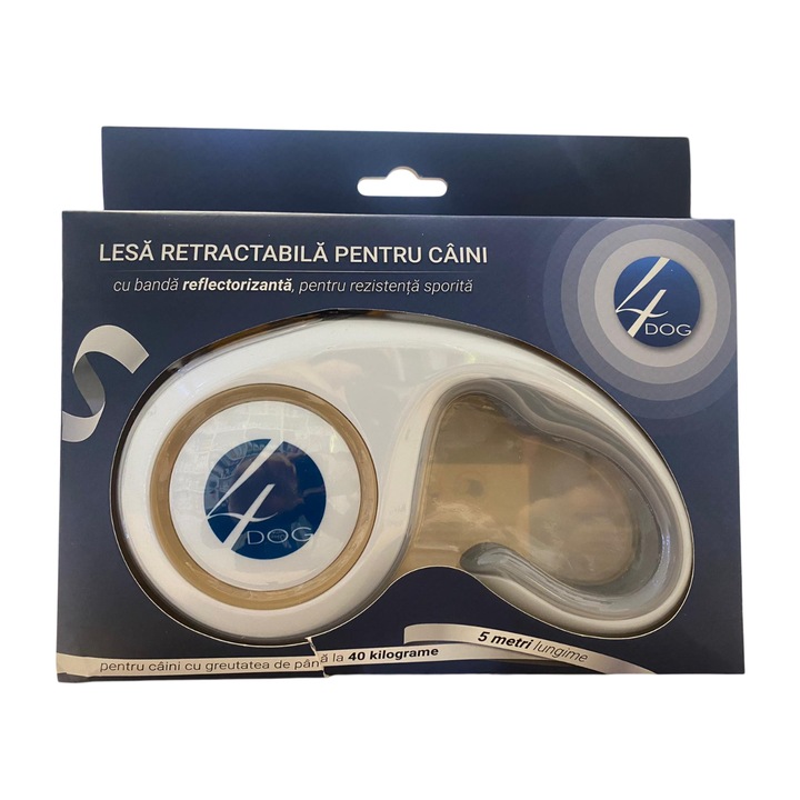 4Dog Lesa retractabila cu banda reflectorizanta 5 m, pentru caini