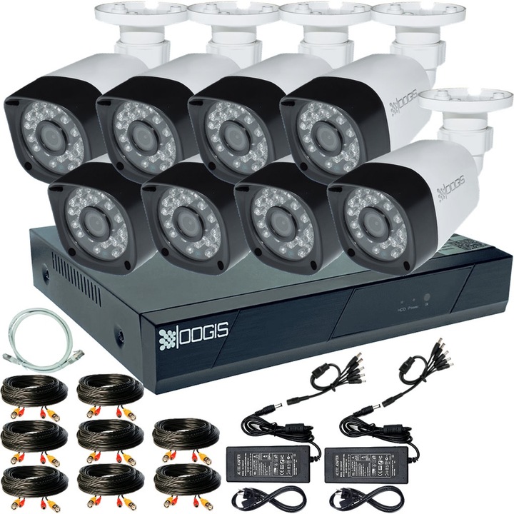 Kit Supraveghere 8 Camere 5MP (2K+) IR 25m Microfon, exterior, inregistrare 5MP-N, Complet, acces mobil, noapte/zi, OOGIS™ K5MN8BA