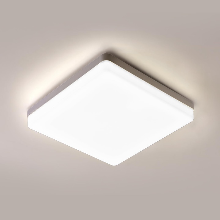 Plafoniera LED, Goeco, Patrata, 30cm, Alb, 48W, 5400LM, Lumina Neutra 4500K, IP44 Rezistenta la apa, pentru bucatarie, dormitor, living, veranda, hol