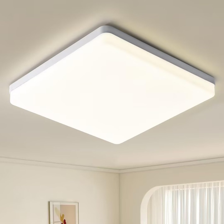 LED таванно осветление, Goeco, квадратно, 30 см, бяло, 48 W, 5400 LM, неутрална светлина 4500 K, IP44 водоустойчиво, за баня, кухня, спалня, хол, веранда, коридор