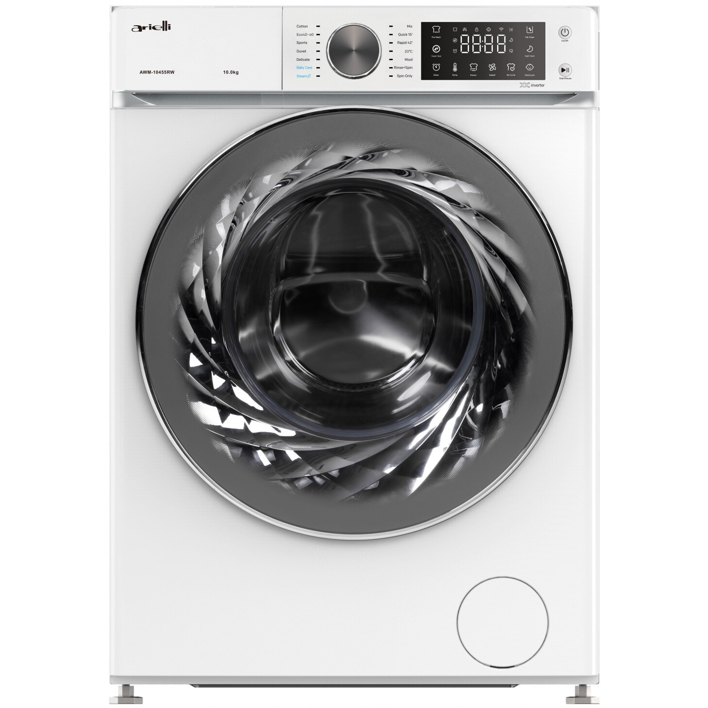 Masina de spalat rufe Arielli AWM-10455RW, 10 kg, 1400 rpm, Motor Inverter, Clasa A, Steam, Alb