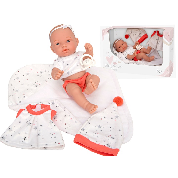 Кукла бебе Munecas Arias, 26 см, комплект с аксесоари, ароматизиран винил