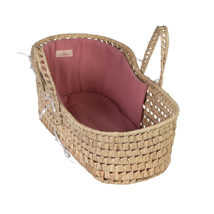 Baba ágyneműtartós kosár, Asi, 36-45 cm, rózsaszín