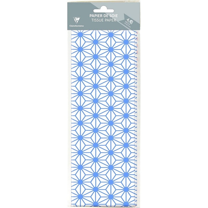 Set 4 hartii pentru impachetat cadouri,50x70 cm, albastru, Clairefontaine Rhodia
