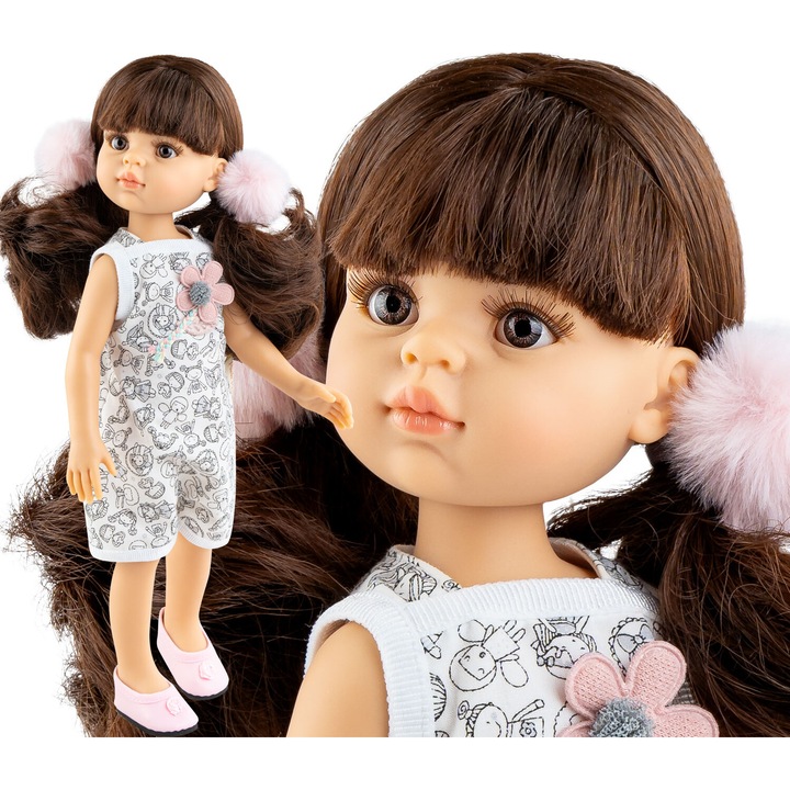 Paola Reina Amigas baba 32cm Estefania, szett ruhával, cipővel és fésűvel, többszínű