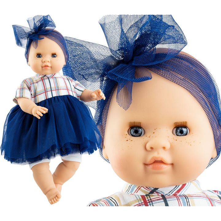 Кукла Paola Reina Sonia 07049, 36 см, комплект с рокля, панталон, лента за глава, многоцветна