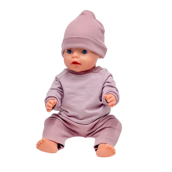 Комплект от 3 аксесоара за кукли Baby Born, Przytullale, памук, суичър, панталон, шапка, 43 см, розови
