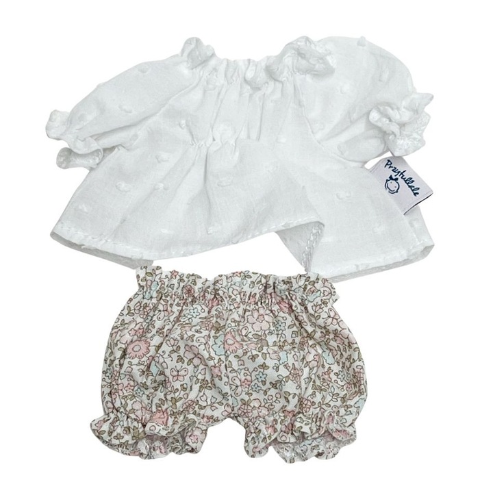 Jelmez Miniland babához 21 cm, Przytullale, tunika és rövidnadrág, többszínű