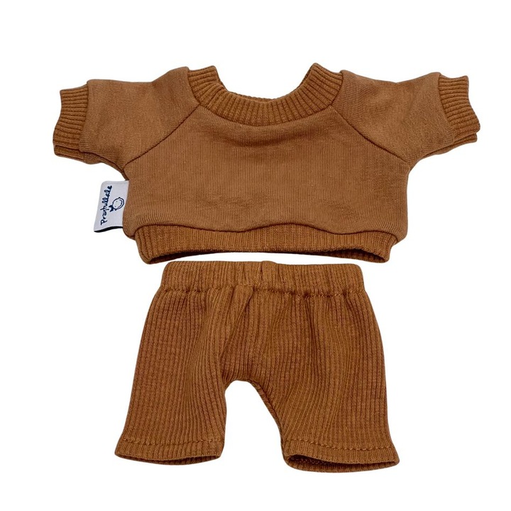 Sportruha Miniland babákhoz, pamut, 21cm, komplett készlet, barna