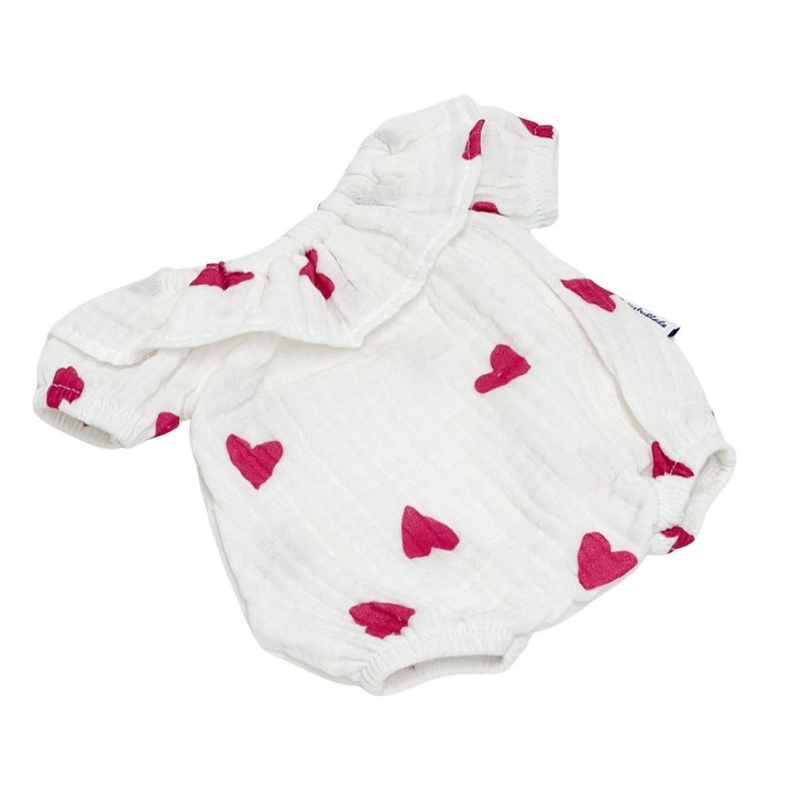Przytullale pamut overál fehér szívekkel 28x32cm