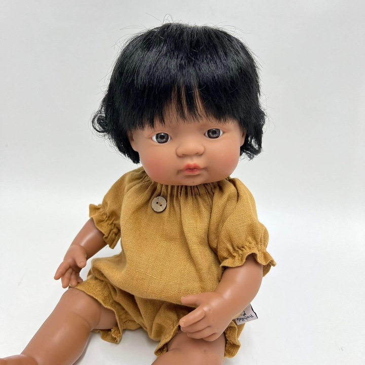 Vászon overál babáknak, Przytullale, Ochre, 34x38cm