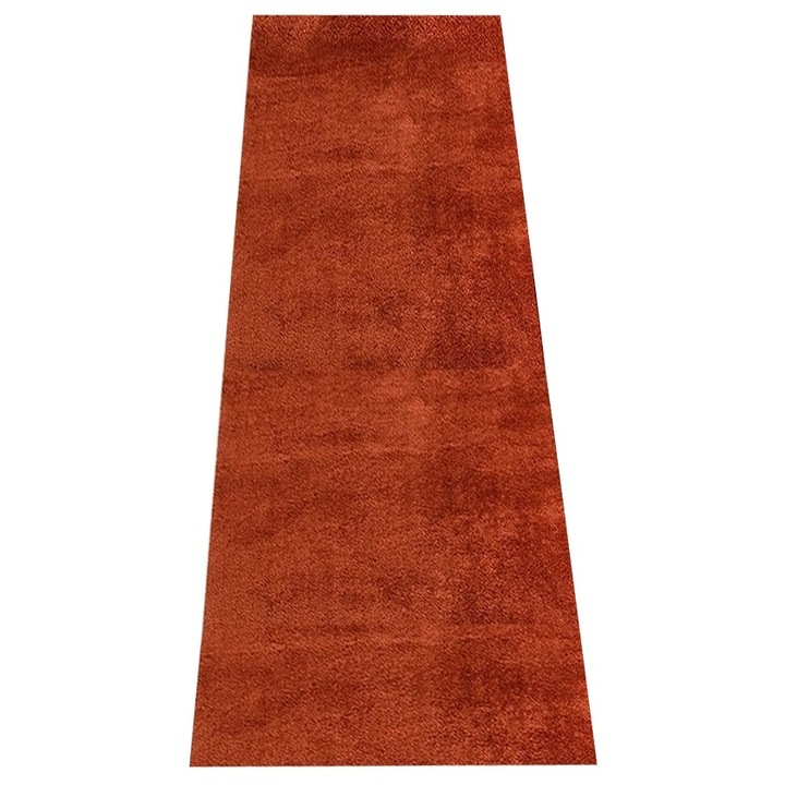 Covor Antiderapant Pufos, Caramiziu, Poliester, 80 x 300 cm