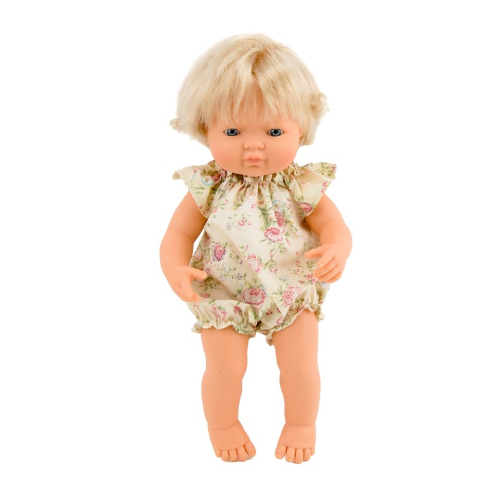 Przytullale babákhoz való overál, 38cm, rózsaszín minta, krémszínű