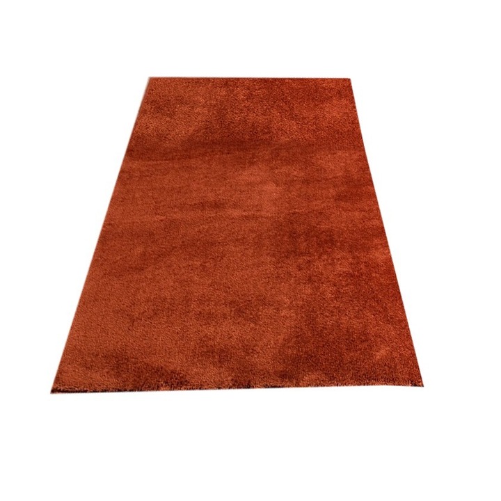 Covor Antiderapant Pufos, Caramiziu, Poliester, 120 x 180 cm