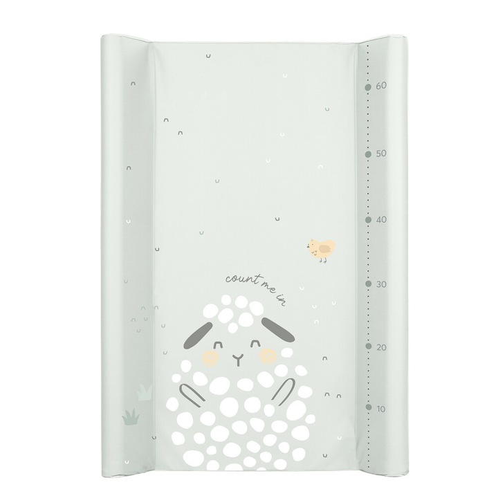 Saltea infasat soft KikkaBoo 80x50cm Sleepy Sheep cu suprafata impermeabila, taliometru incorporat, curatare usoara, contur lateral inalt pentru siguranta suplimentara