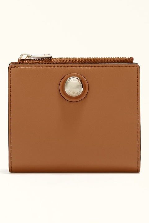 Furla, Кожено портмоне Sfera с лого, Карамел