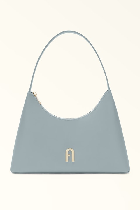 Furla, Кожена чанта с дълга дръжка Diamante, Ледено синьо