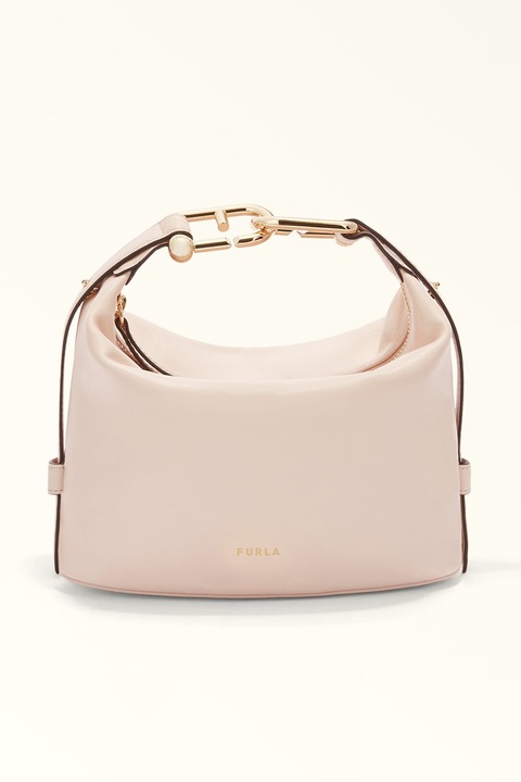 Furla, Кожена чанта с лого, Крем