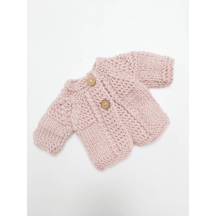 Kötött pulóver Miniland babákhoz 38 cm, rózsaszín, gyapjú, szett