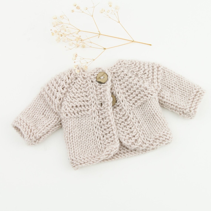 Pulóver babáknak 38 cm, Miniland, natúr, gyapjú