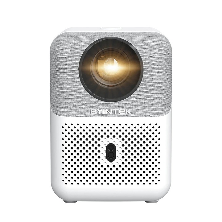 Videoproiector portabil Byintek, 300 ANSI, Sistem Operare Android, Proiectare pana la 200 Inch, Wi-Fi, Bluetooth, Rezolutie 1280x720p, Support 4K, HDMI, USB, Mirroring Android/IOS, Auto Focus, Difuzor Stereo, Telecomanda, Alb