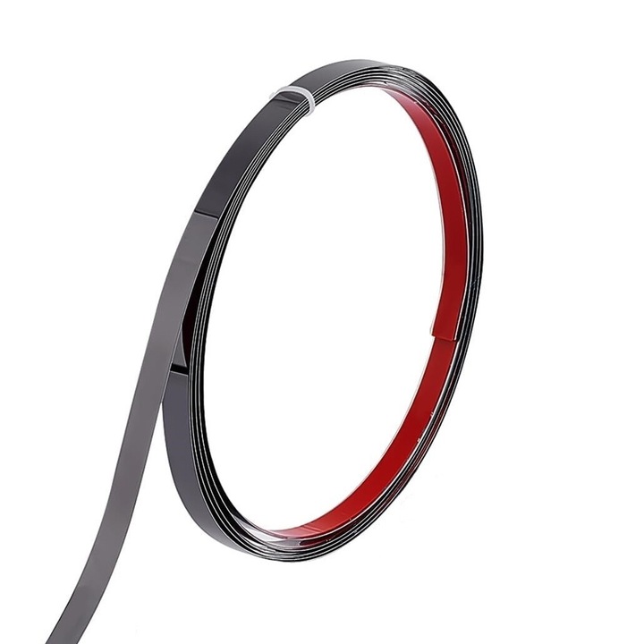 Banda Decorativa Autoadeziva Cu Efect de Oglinda Luxer, Lungime 500 cm, Latime 1 cm, Black