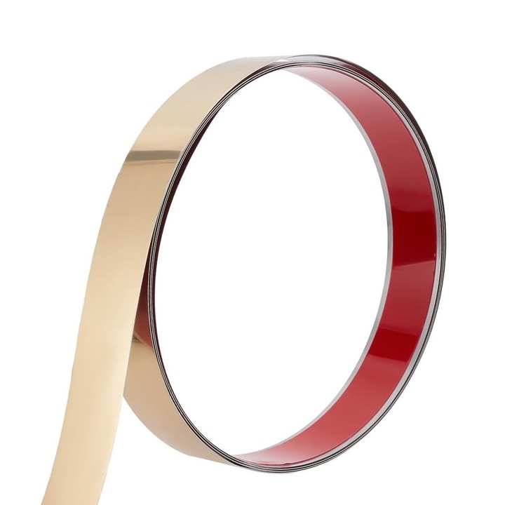 Banda Decorativa Autoadeziva Cu Efect de Oglinda Luxer, Lungime 500 cm, Latime 3 cm, Gold