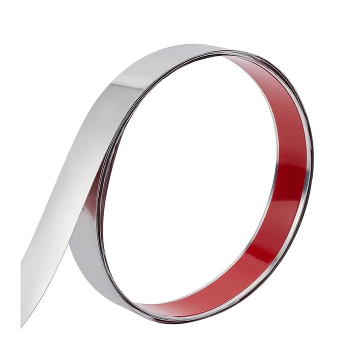 Banda Decorativa Autoadeziva Cu Efect de Oglinda Luxer, Lungime 500 cm, Latime 3 cm, Silver