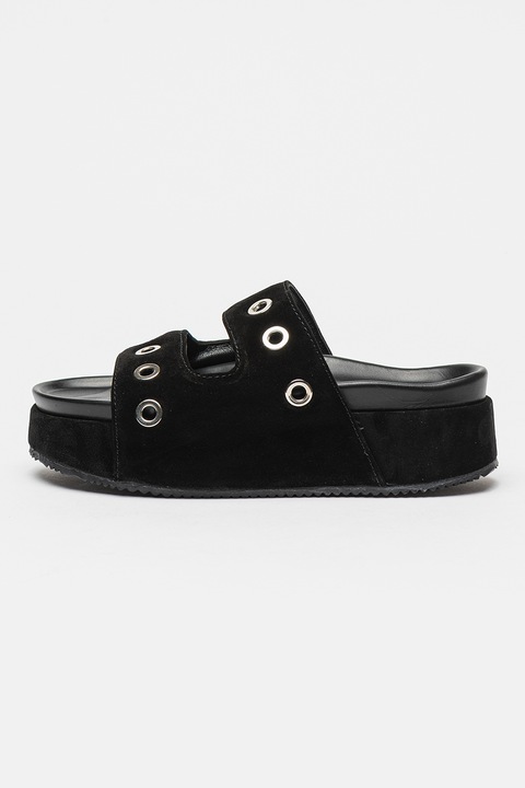 INUIKII, Papuci de piele intoarsa, Negru, 36