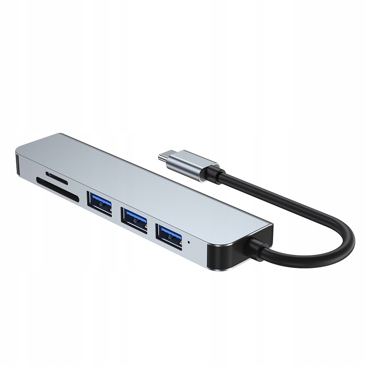 Hub USB, Novaza Tech, USB-C 3.1, HDMI 4K, 2x USB 2.0, 1x USB 3.0, Cititor de carduri SD si TF, Plug and play