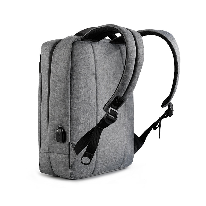 Rucsac laptop 14" smart casual, robust, impermeabil, cu port USB, Tigernu, 39x17x41 cm, Gri
