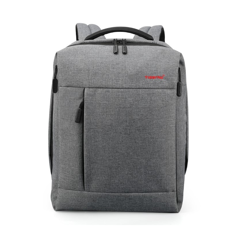 Rucsac laptop 14" smart casual, robust, impermeabil, cu port USB, Tigernu, 39x17x41 cm, Gri