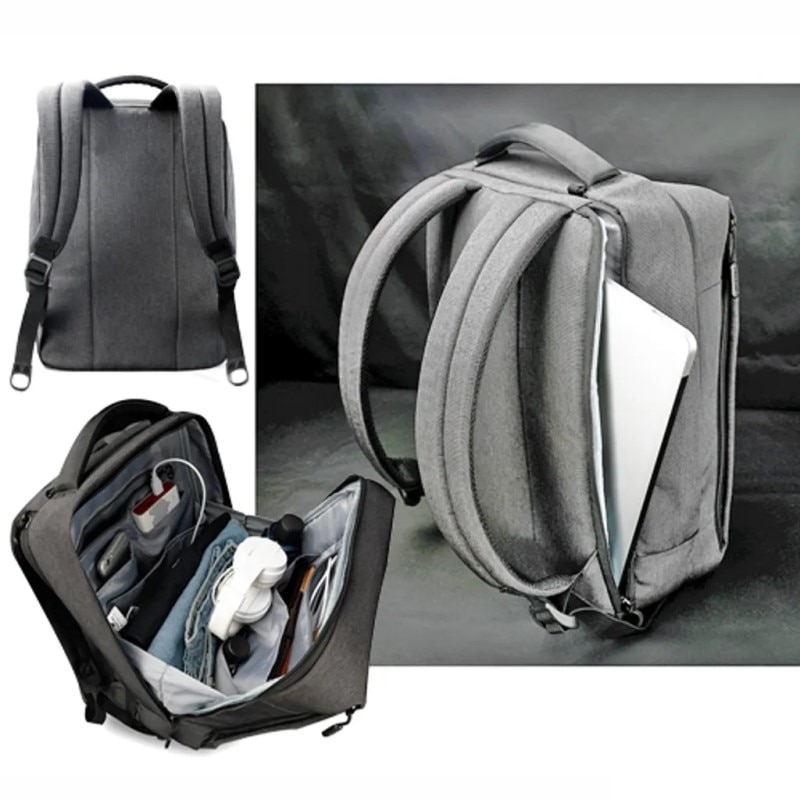 Rucsac laptop 14" smart casual, robust, impermeabil, cu port USB, Tigernu, 39x17x41 cm, Gri