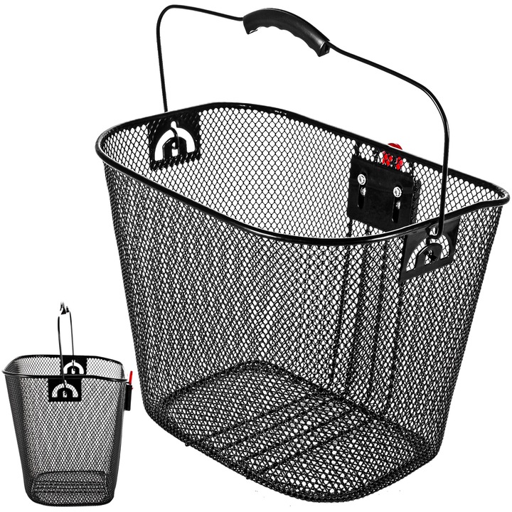 Cos de bicicleta metalic, MalTec, max 10kg, Negru